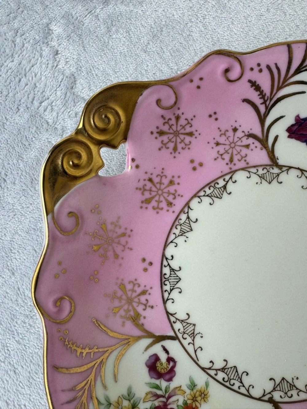 Vintage Lefton Pink and Gold Floral Porcelain Serving or Trinket Dish